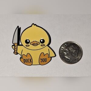 New Duck Enamel Pin Duck You Knife Meme Funny Lapel Jacket Backpack Cute Kawaii